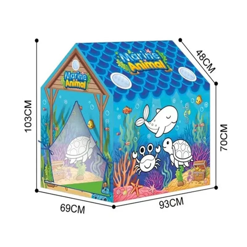 Portable Folding Marine Animals Coloring Tent With Color Painting