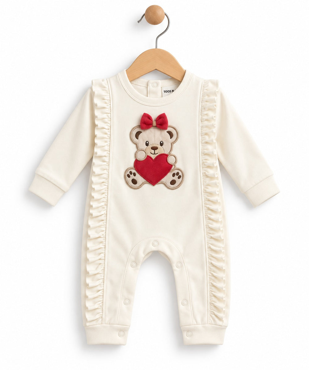 Teddy Ruffle Baby Girl Romper (0-36M)