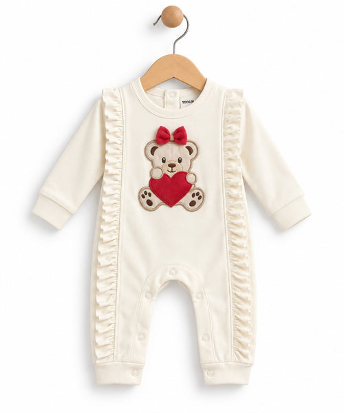 Teddy Ruffle Baby Girl Romper (0-36M)