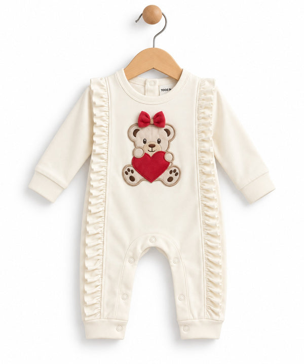 Teddy Ruffle Baby Girl Romper (0-36M)