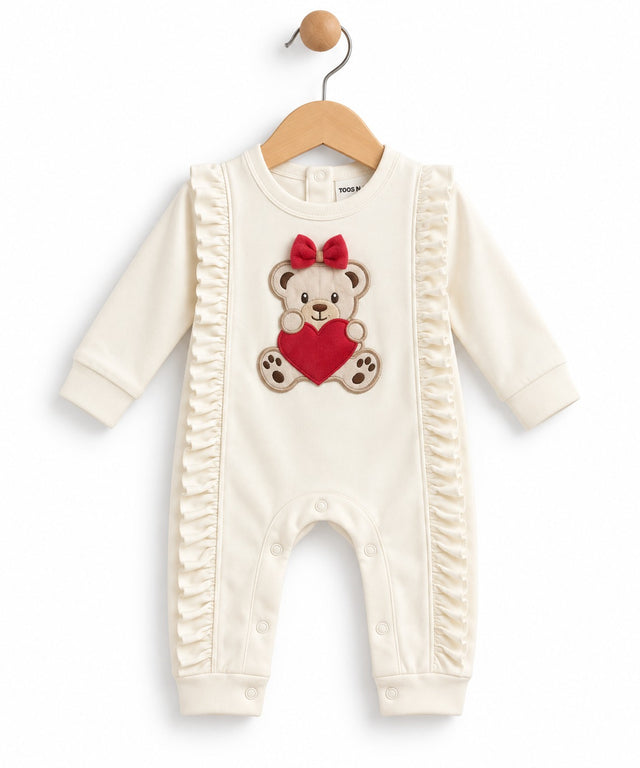 Teddy Ruffle Baby Girl Romper (0-36M)