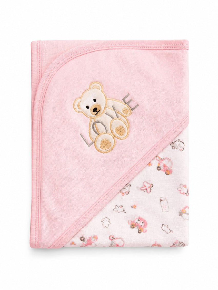 Love Bear Cotton Wrap Sheet - Pink