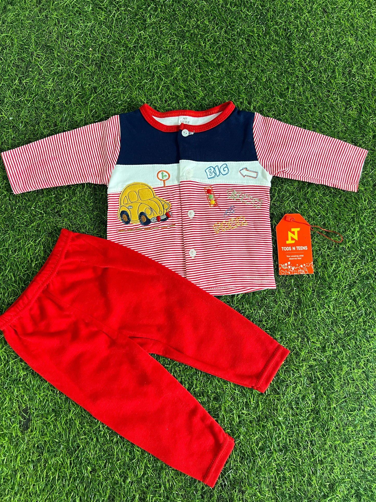Big Car 2 Piece Boys Tropical Dress 0-9M