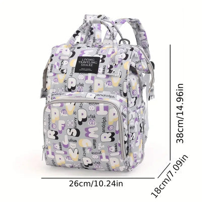 Baby Diaper Bag (Waterproof) Alphabet Purple-DB220