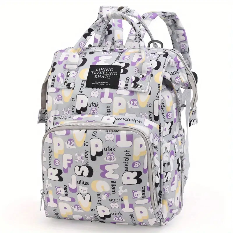 Baby Diaper Bag (Waterproof) Alphabet Purple-DB220