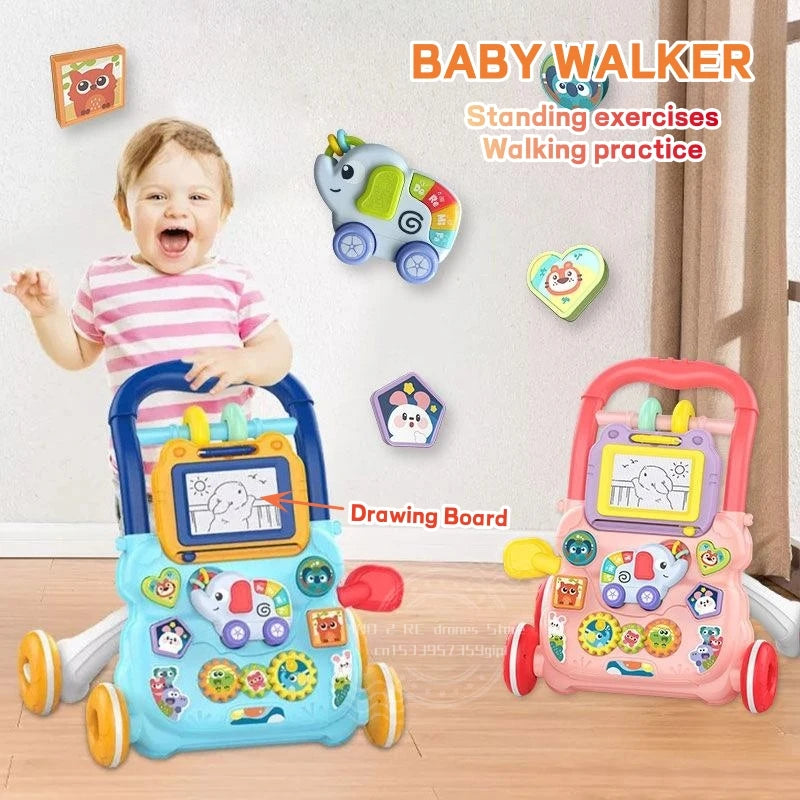 Huanger 2 in 1 Baby Walker with Drawing Board-Sit-to-Stand - 0810-11