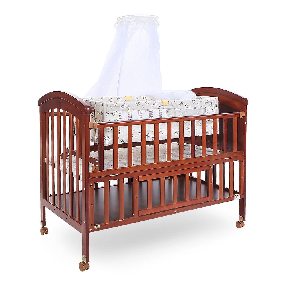 TINNIES WOODEN COT-BROWN