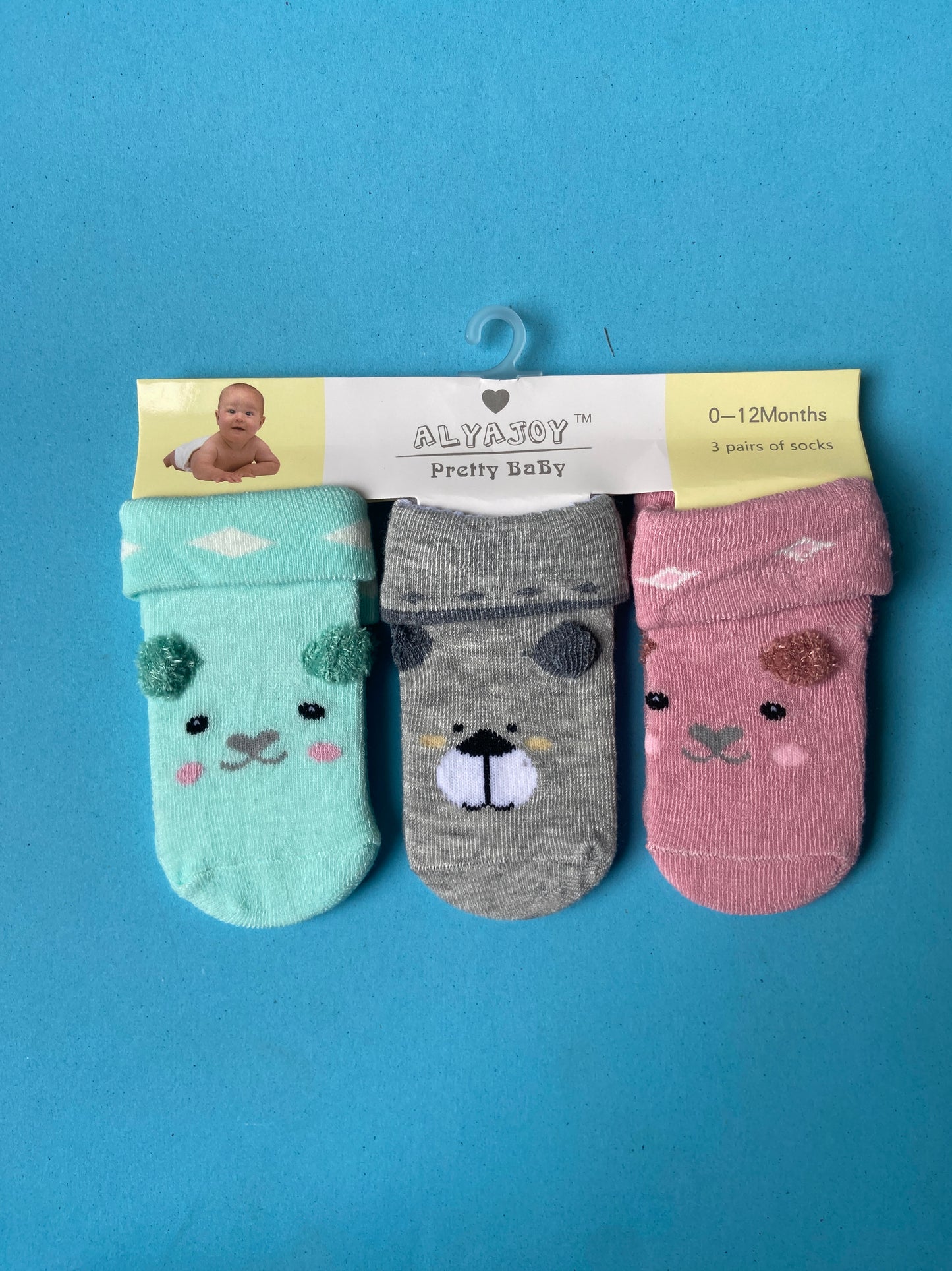 SH535-pack of 3 Winter Baby Socks - 0-12M