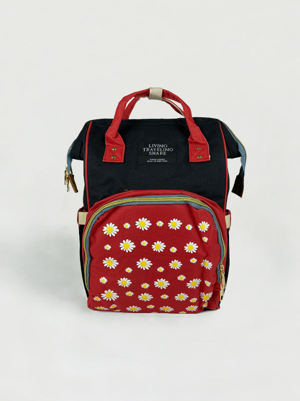 Baby Diaper Bag Flower Black & Red-DB176