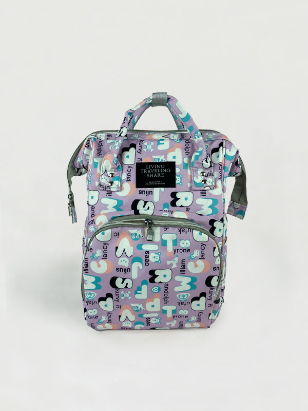 Baby Diaper Bag (Waterproof) Alphabet Purple-DB220