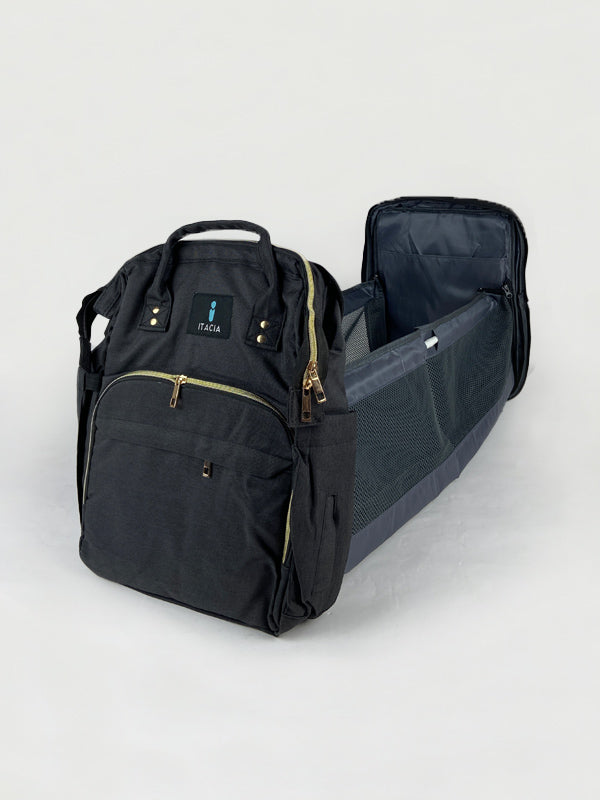 DB232-ITACIA Baby Diaper Bag Backpack With Changing Station-Black