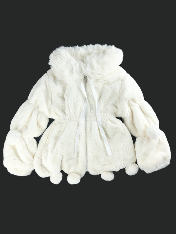 G252- Girls White Fur Coat