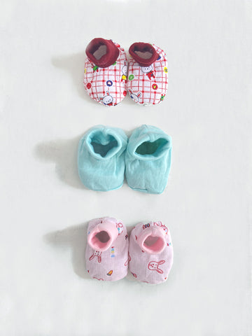 Pack Of 3 Cotton Baby Booties