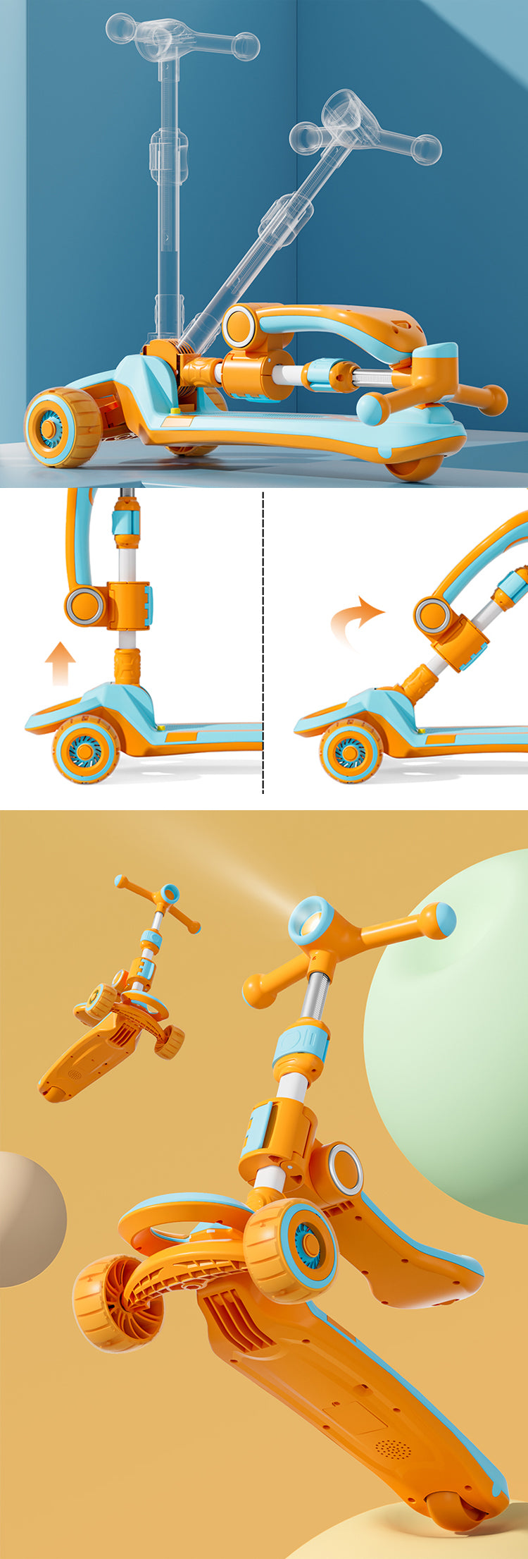 4-in-1 Multifunctional Kids Foldable Scooty-BZ-N-388