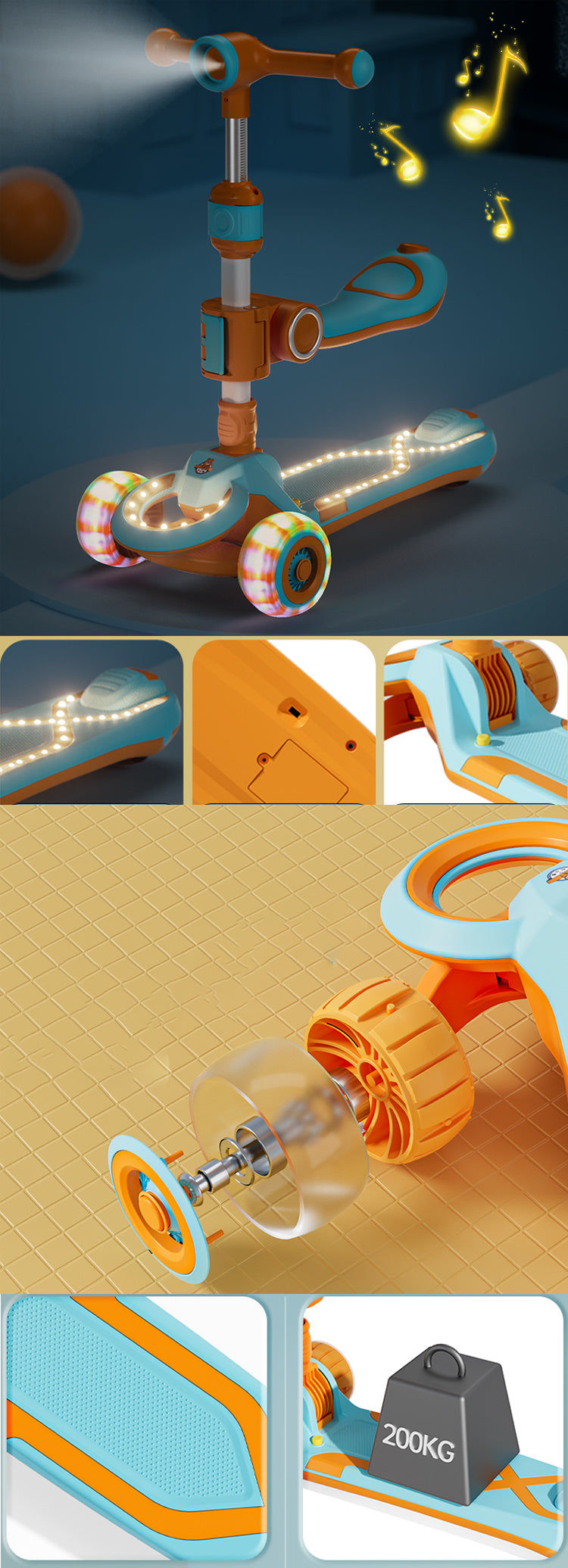 Imported 4-in-1 Multifunctional Foldable Scooty - N-388