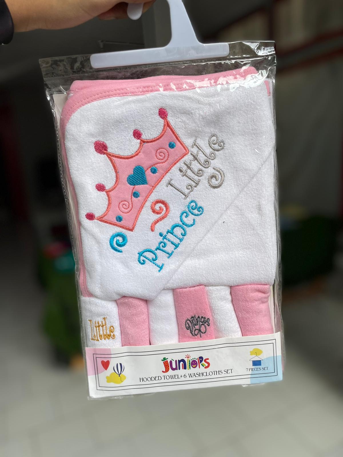 SHT376-Hooded Towel + 6 Washcloths Set