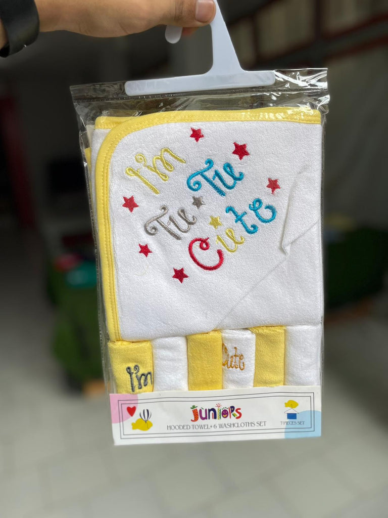 SHT377-Hooded Towel + 6 Washcloths Set