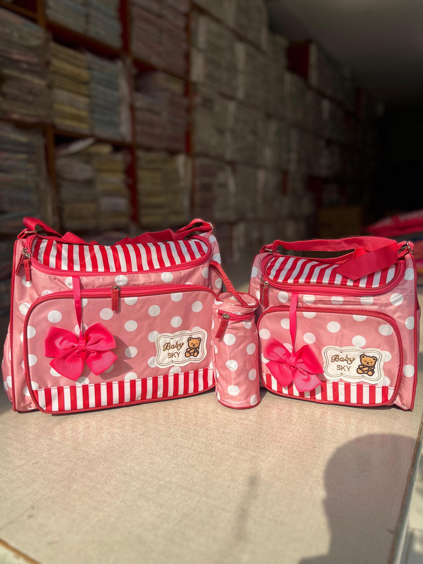 Polka Dot Diaper Bag Pink-DB129