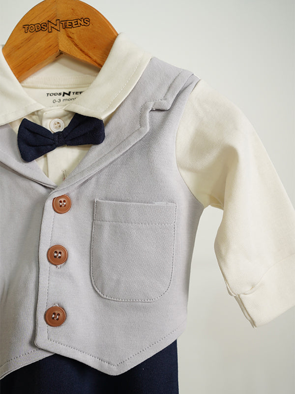Dove Tux Romper (0-36M)