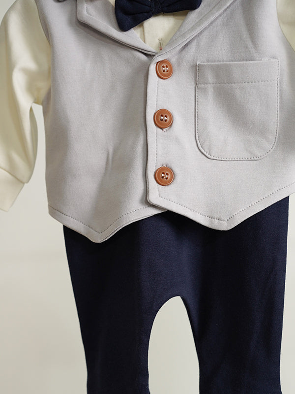 Dove Tux Romper (0-36M)