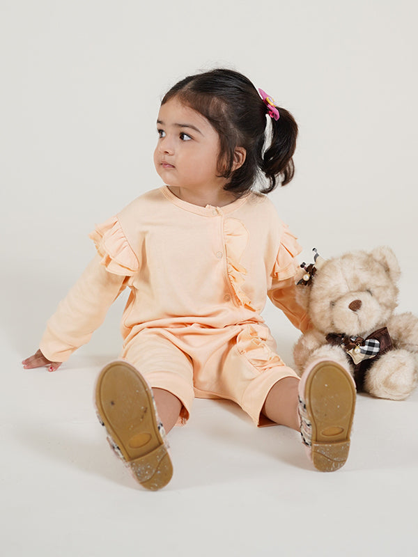 Maple Frill Dress (0-36M) Peach
