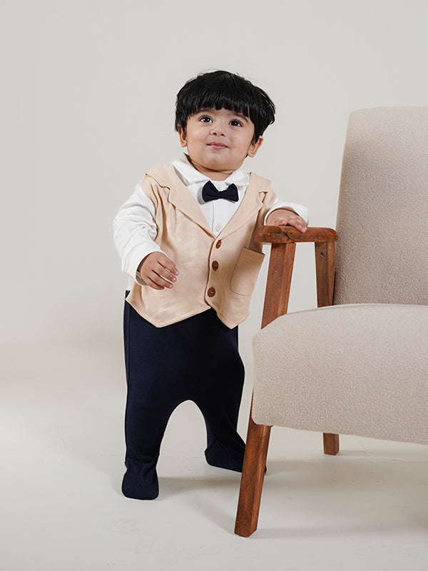Dove Tux Romper (0-36M)
