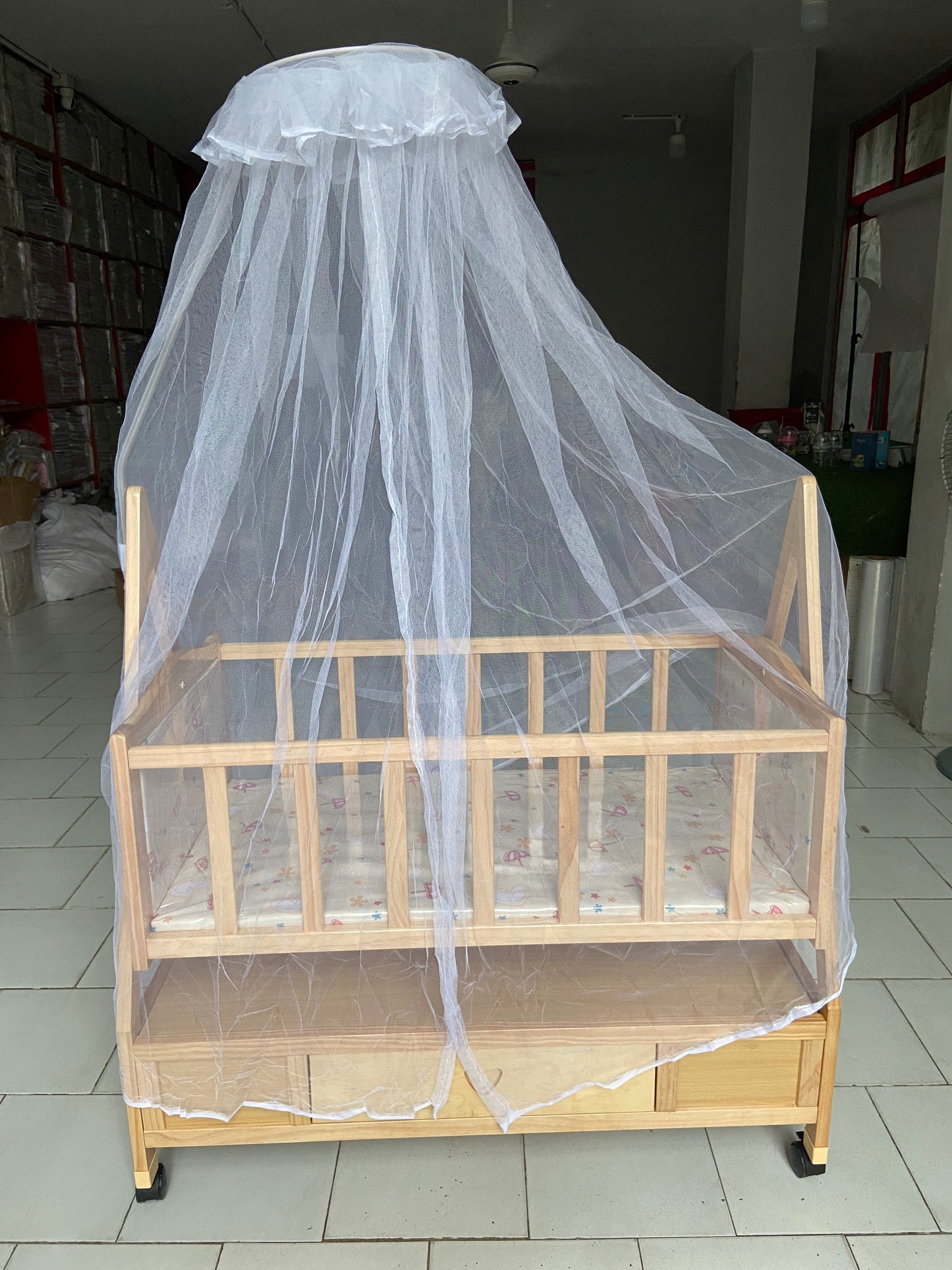 Baby Wooden Cot With Swing Light Wood-BZ-187