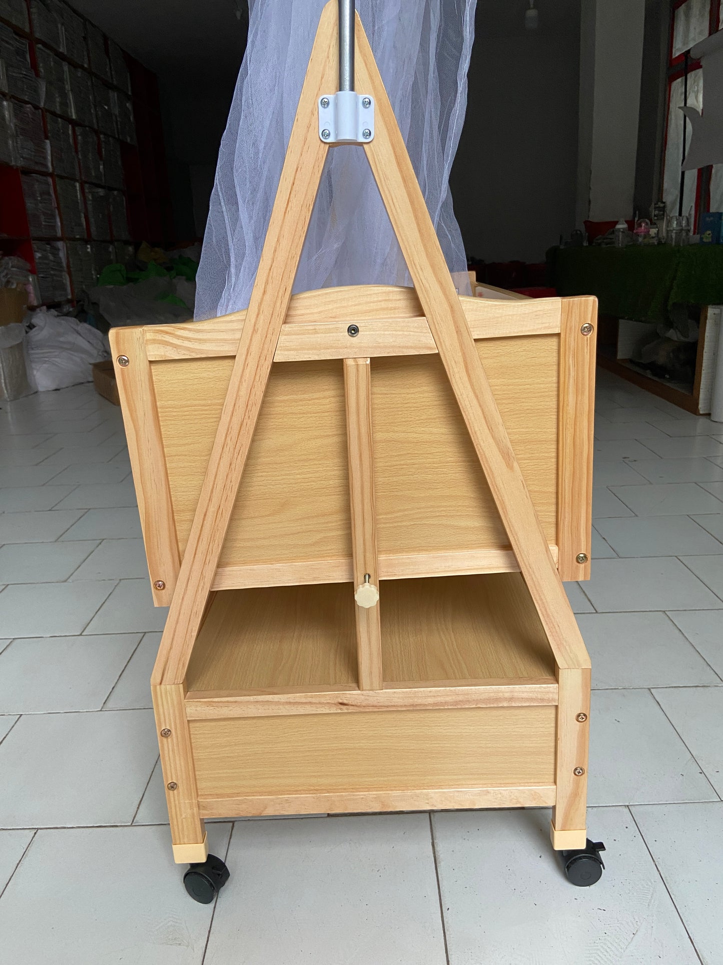 Baby Wooden Cot With Swing Light Wood-BZ-187