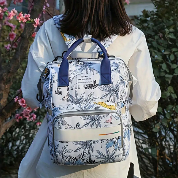 White Blue Jungle Diaper Bag-DB210