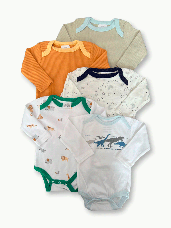 Pack Of 5 Premium Baby Bodysuits (0-3M)