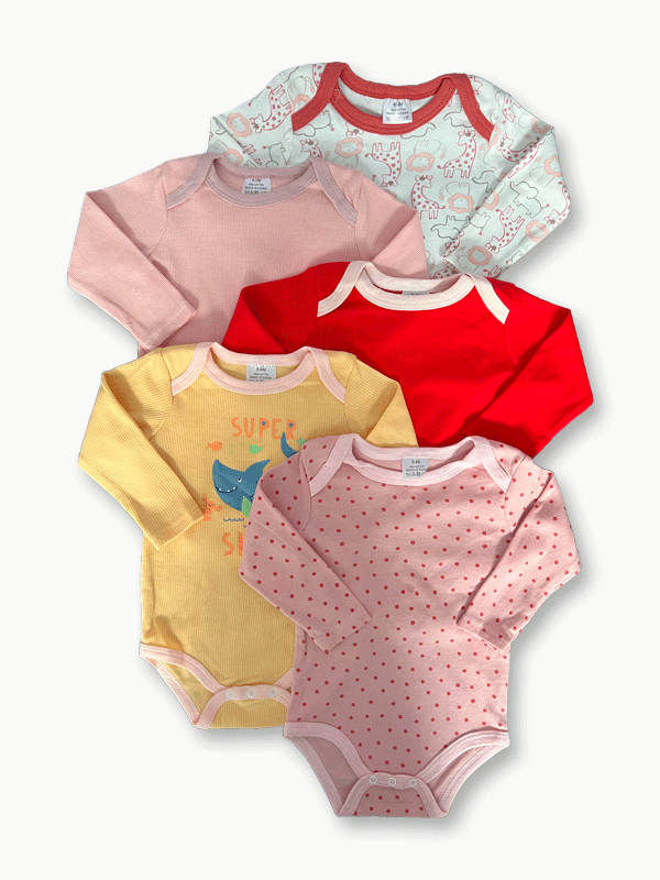 Pack Of 5 Premium Baby Bodysuits (6-9M)
