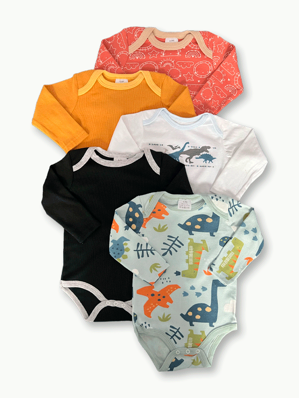 Pack Of 5 Premium Baby Bodysuits (6-9M)