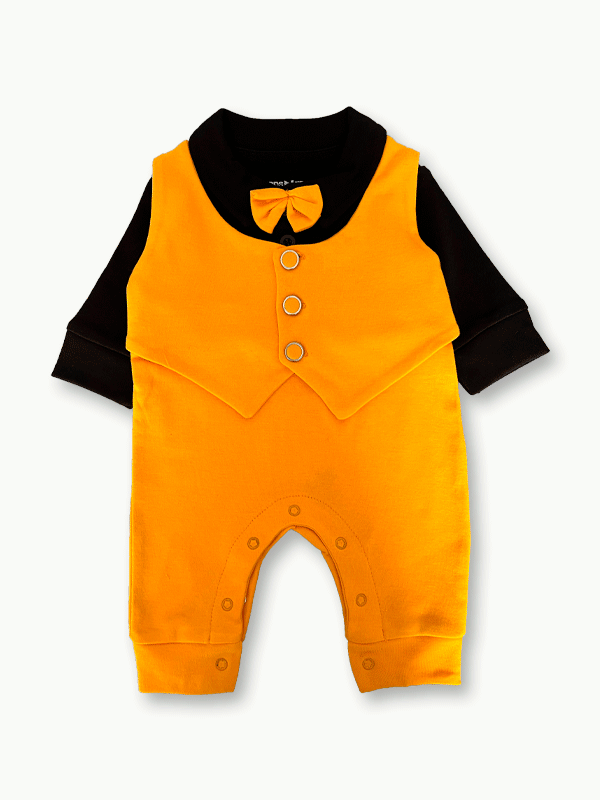 Yellow & Black Waistcoat Tuxedo Romper (0-12M)