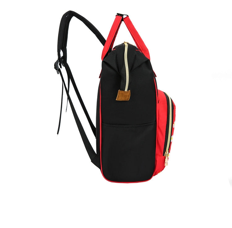 Baby Diaper Bag Flower Black & Red-DB176