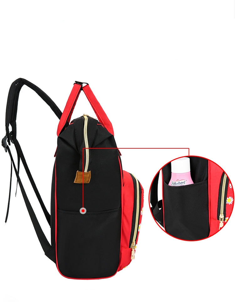 Baby Diaper Bag Flower Black & Red-DB176