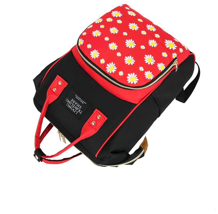 Baby Diaper Bag Flower Black & Red-DB176