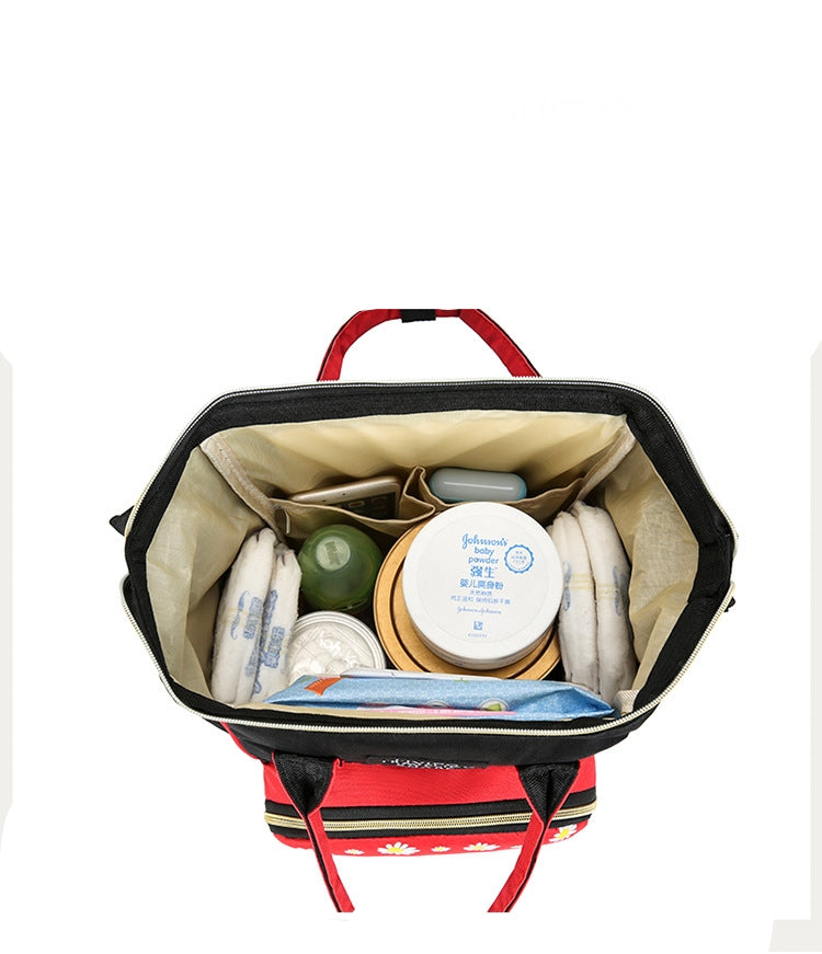 Baby Diaper Bag Flower Black & Red-DB176