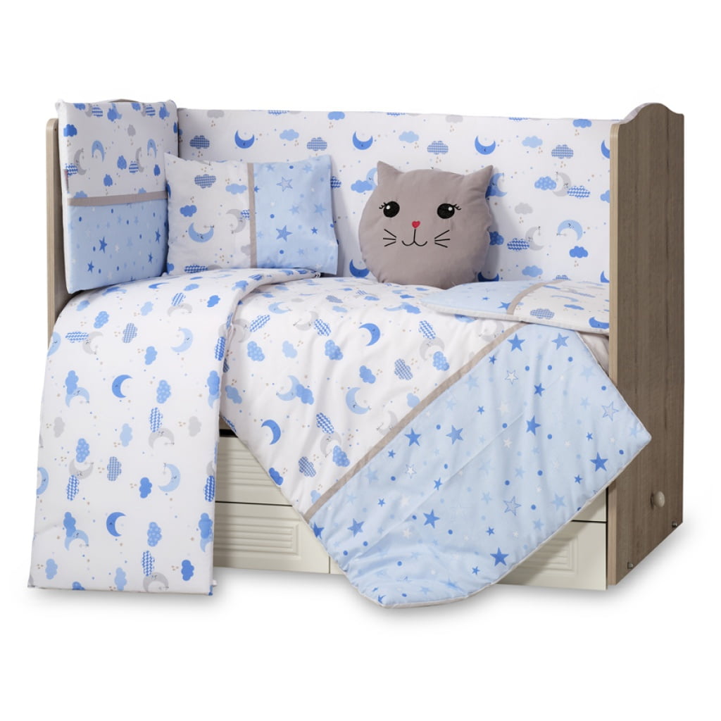 TINNIES COT BEDDING SET 70X130-BLUE