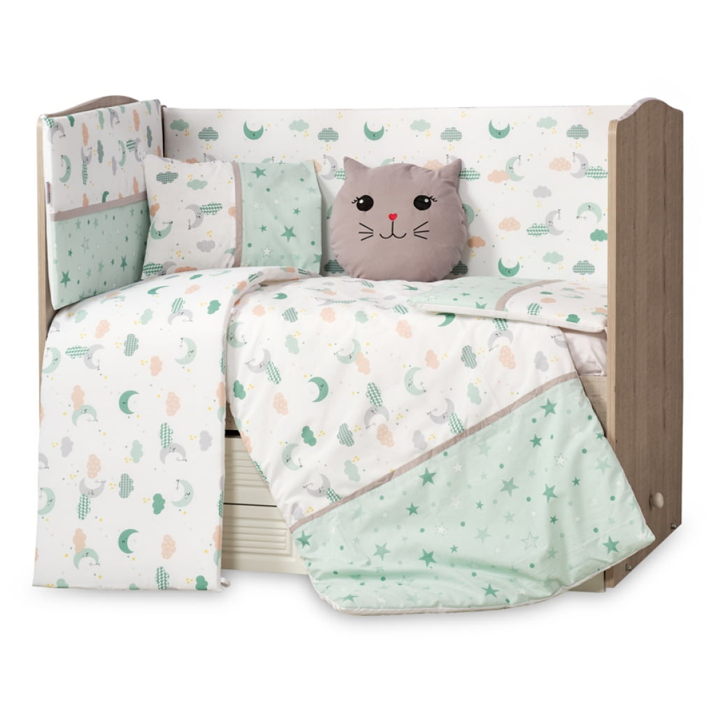 TINNIES COT BEDDING SET 70X130-GREEN