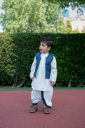 Dhoti Kurta Waistcoat Set (9-36M) Green