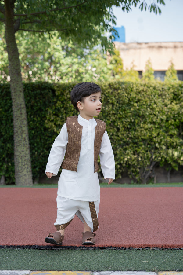 Dhoti Kurta Waistcoat Set (9-36M)