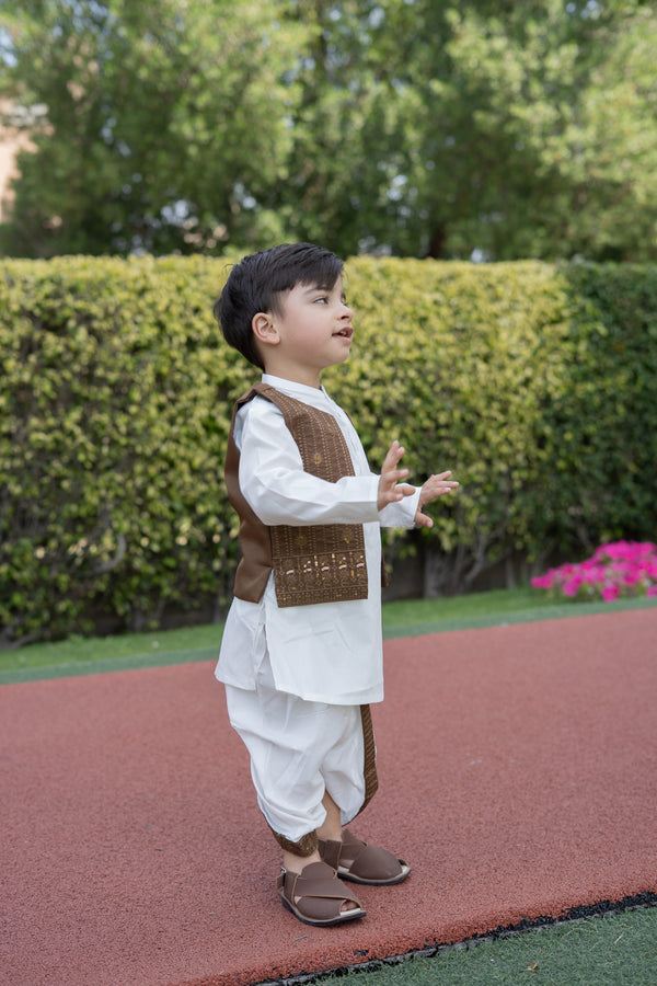 Dhoti Kurta Waistcoat Set (9-36M)