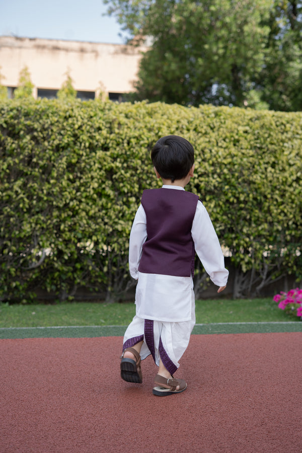Dhoti Kurta Waistcoat Set (9-36M)