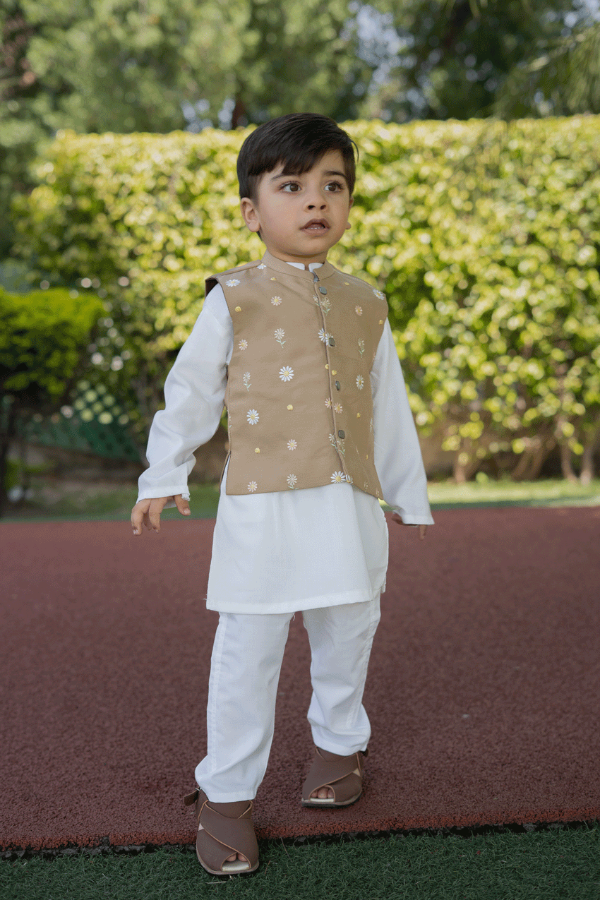 Nawab 3 Piece Set (6M-7Y) Beige Floral