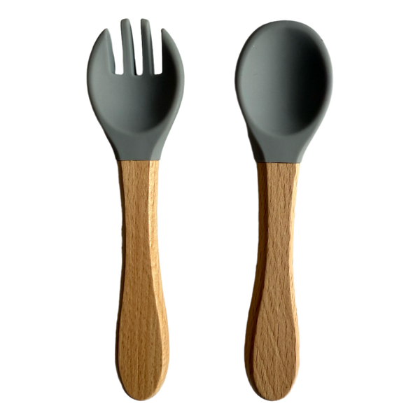 Silicone Wooden Spoon+Fork