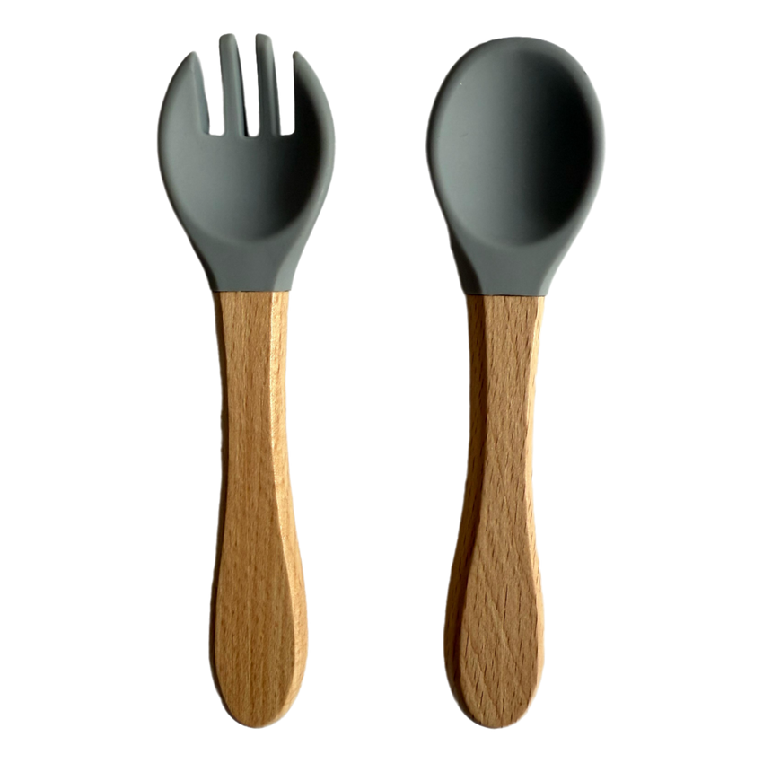 Silicone Wooden Spoon+Fork
