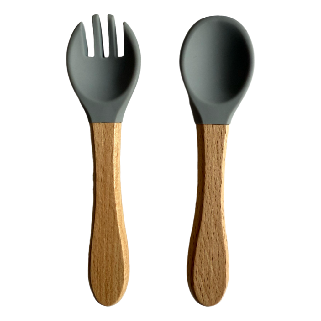 Silicon Wooden Spoon+Fork