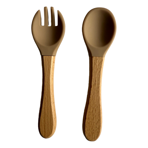 Silicone Wooden Spoon+Fork