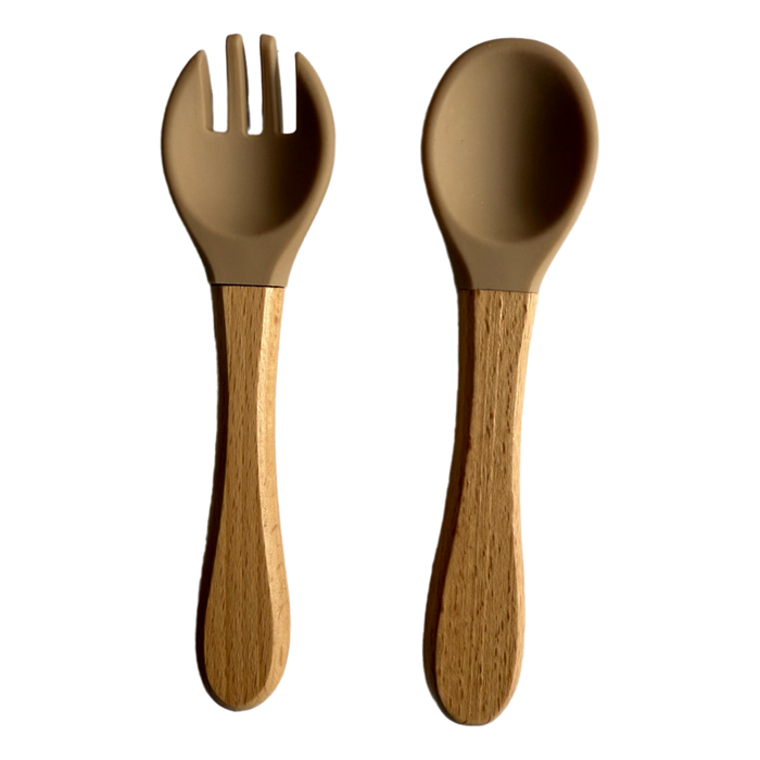 Silicone Wooden Spoon+Fork