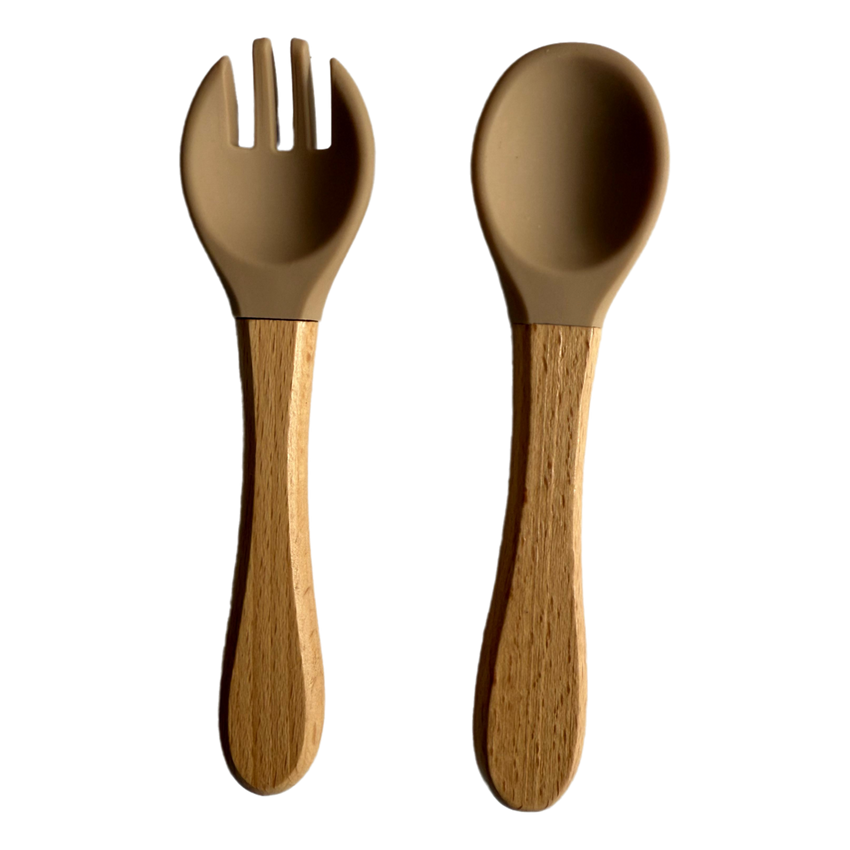 Silicone Wooden Spoon+Fork